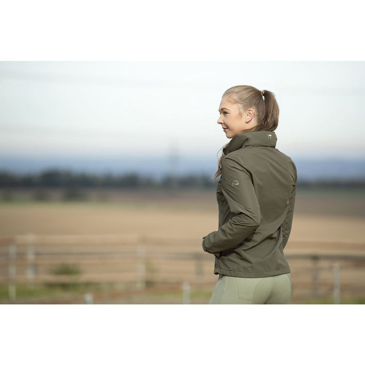 olive green riding jacket with hood