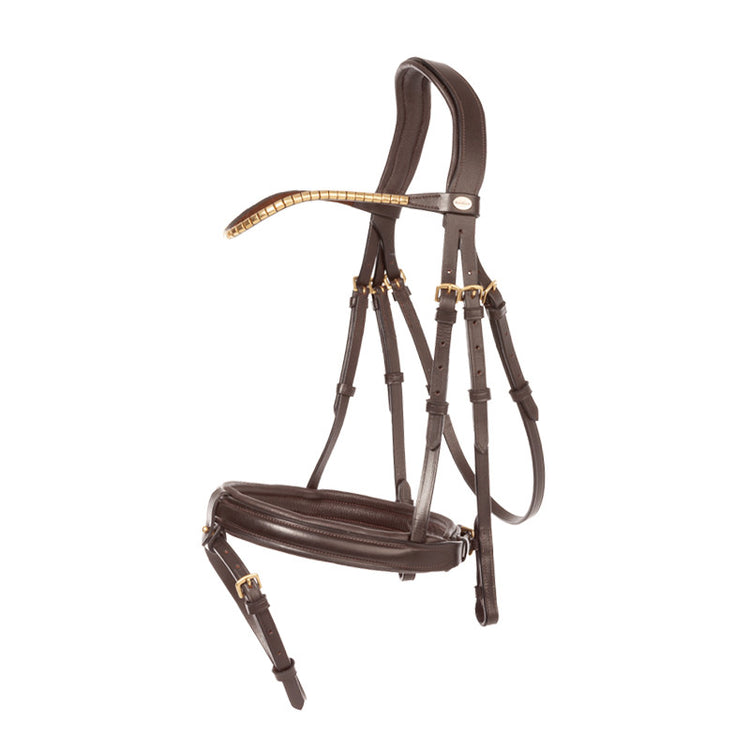 brown bridle with stud hooks