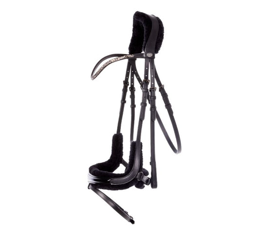 Bridle with sheepskin on headpiece and noseband