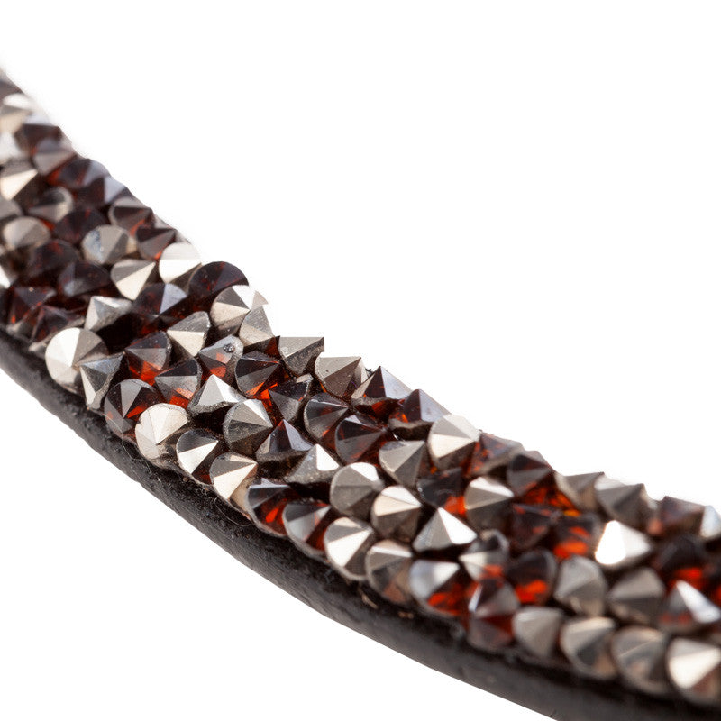 brown coffee crystals sparkling browband with brown leather