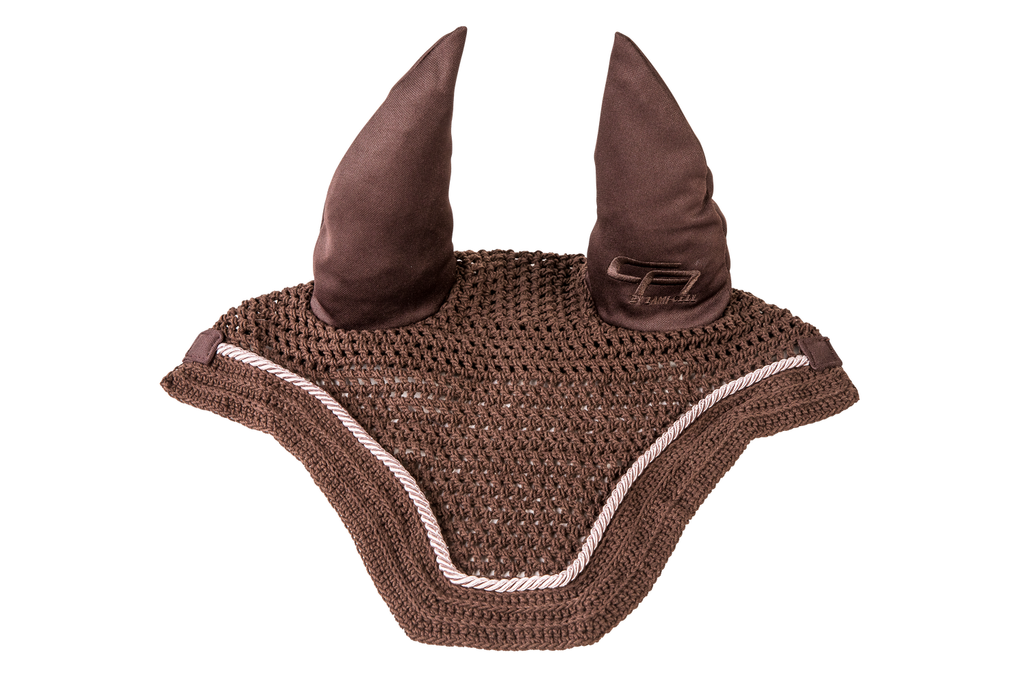 Chocolate brown fly hat with piping