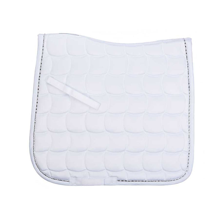 White dressage saddle pad with crystals