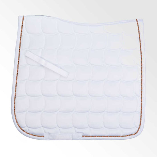 White Dressage Saddle Cloth with Rose Gold edging