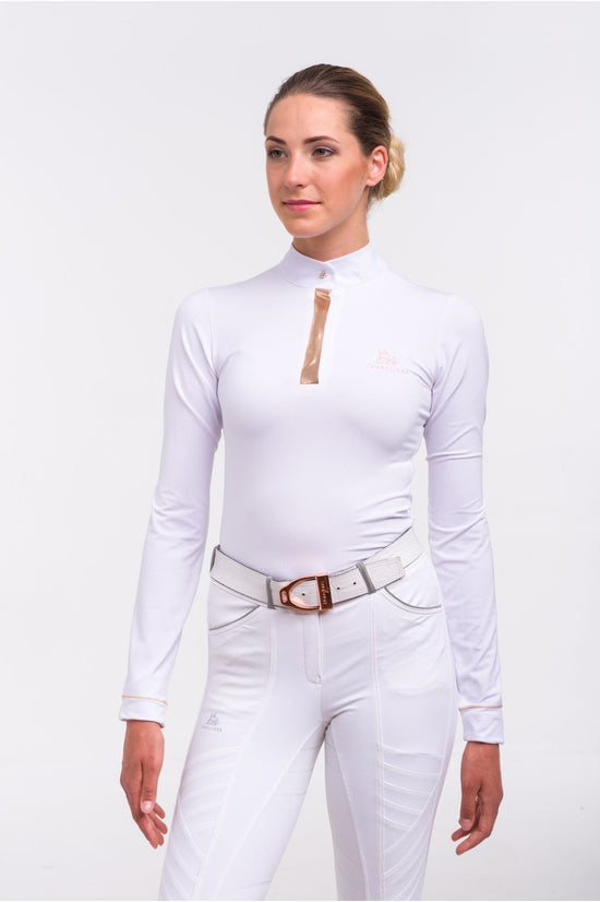 White Dressage Shirt with Rose Gold