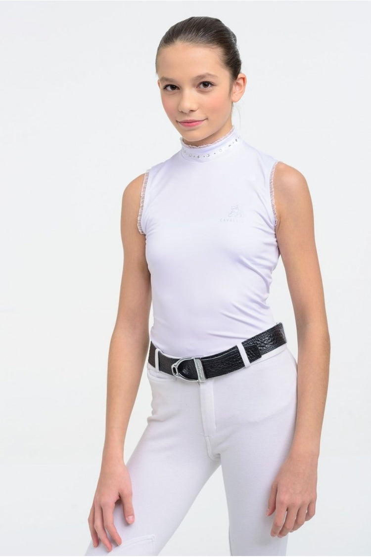 Girls sleeveless white competition shirt