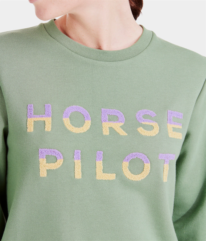 horse pilot sweatshirt smooth green