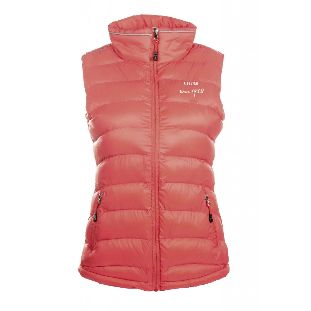 neon coral pink salmon colour vest with pockets