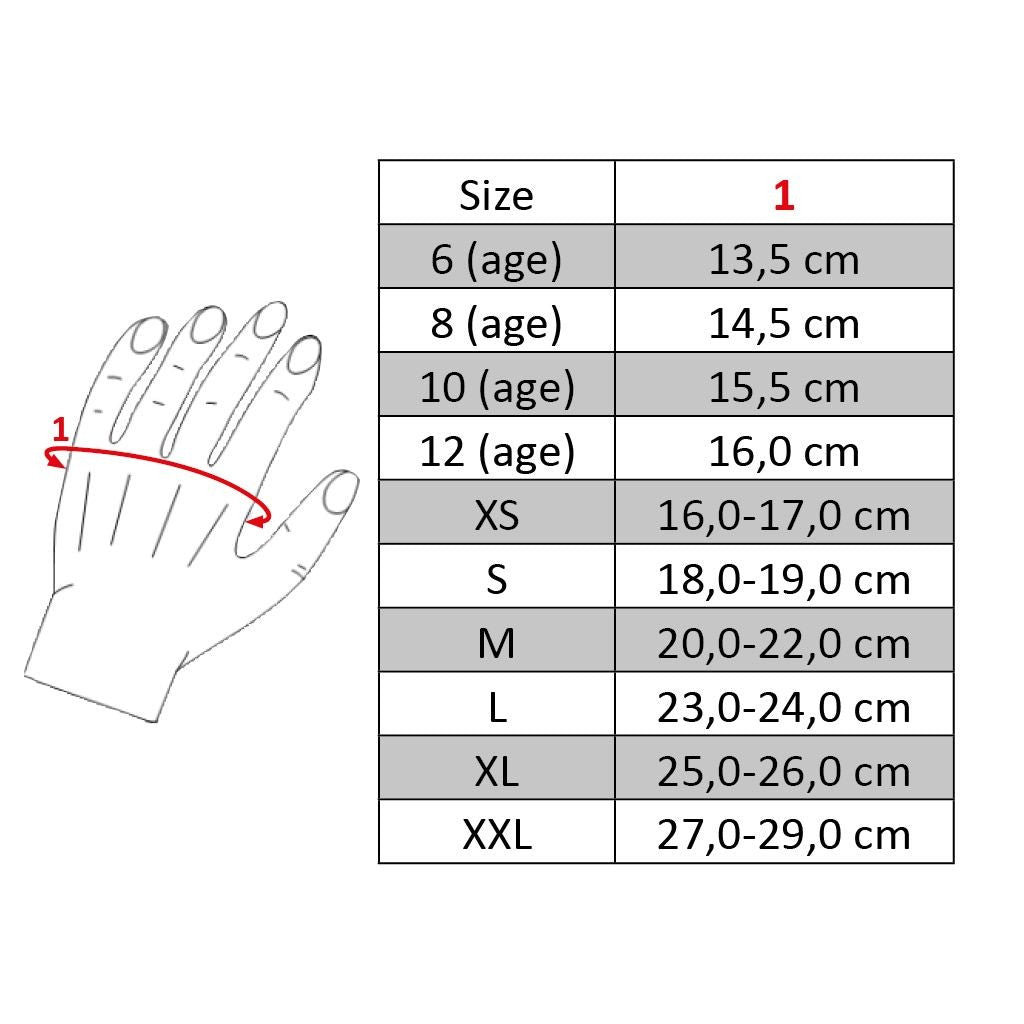 HKM gloves size chart