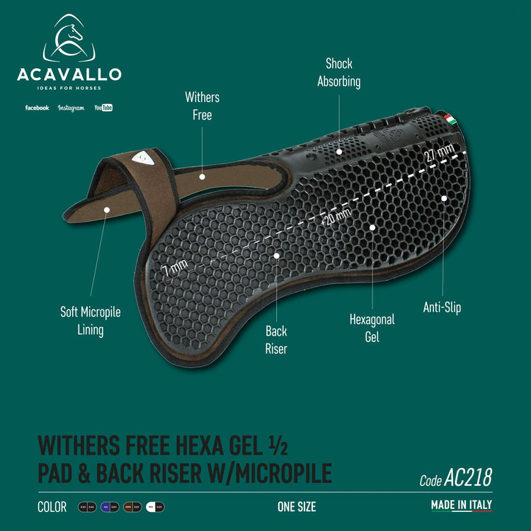 Withers Free Hexa Gel Half Pad & Back Riser with Micropile Main features