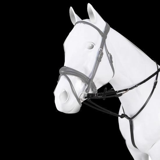 Acavallo Italian Leather and Round Nylon Thiddemann Adjustable Reins with D Ring