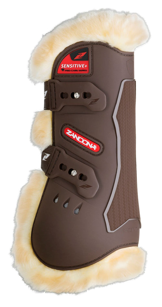 Sheepskin jumping boots for horses
