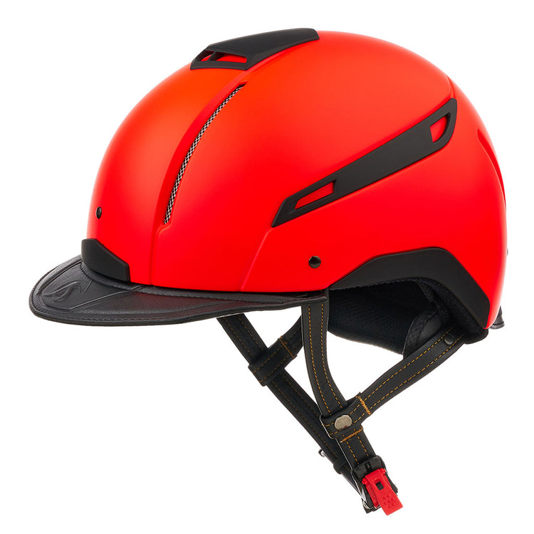 Helmet Fluo Colour with Leather Red