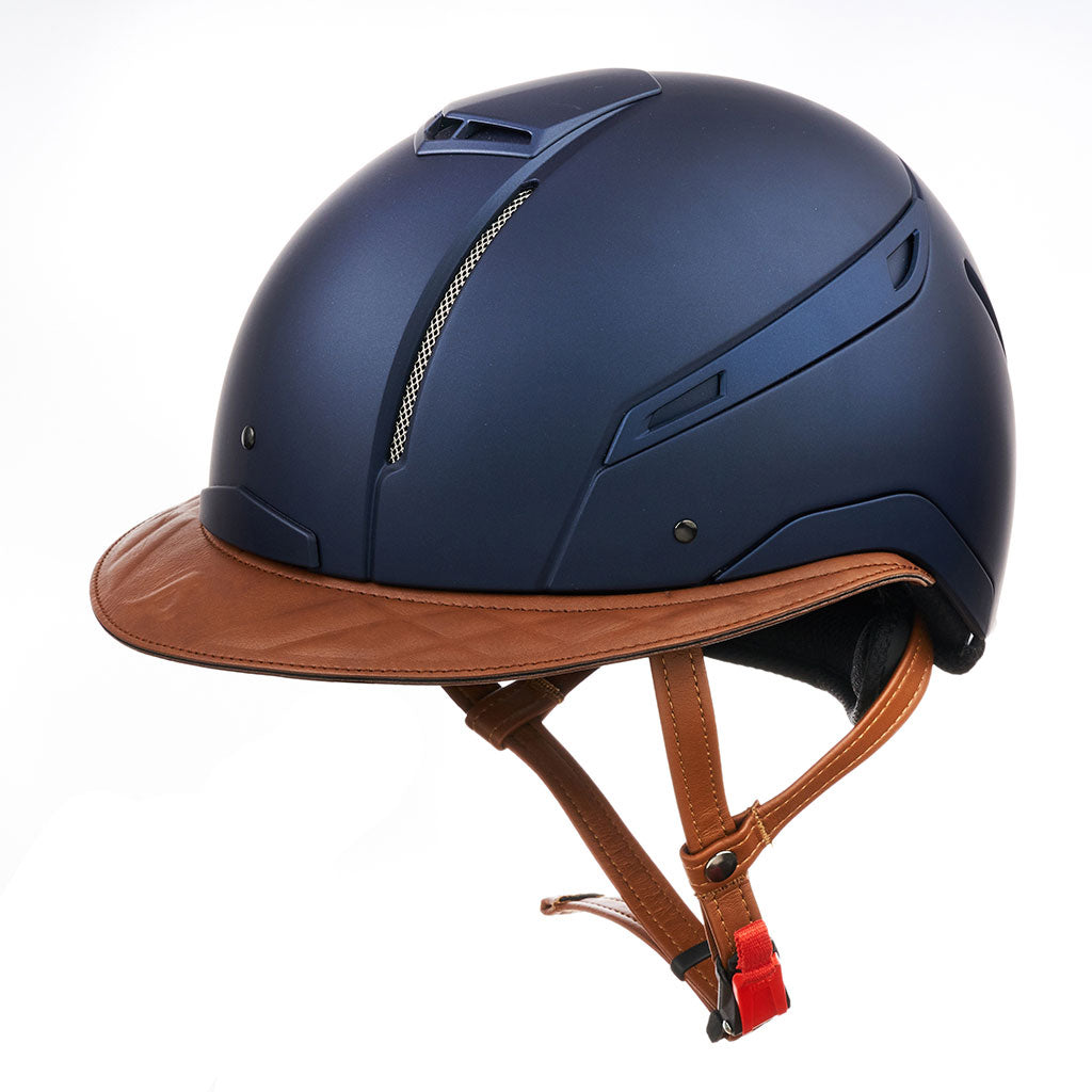 Helmet Lady with Leather Blue with Brown Leather