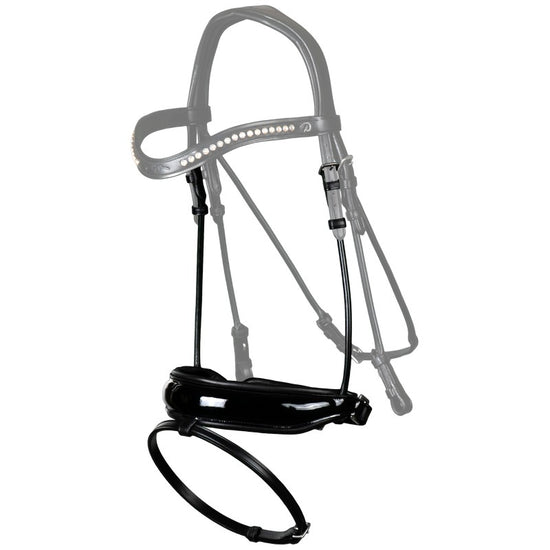 Patent black crank noseband with flash