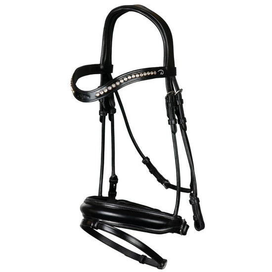 Rolled leather dressage bridle