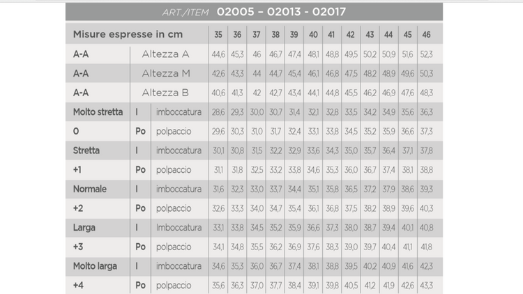 Pioneer Boots Size Chart