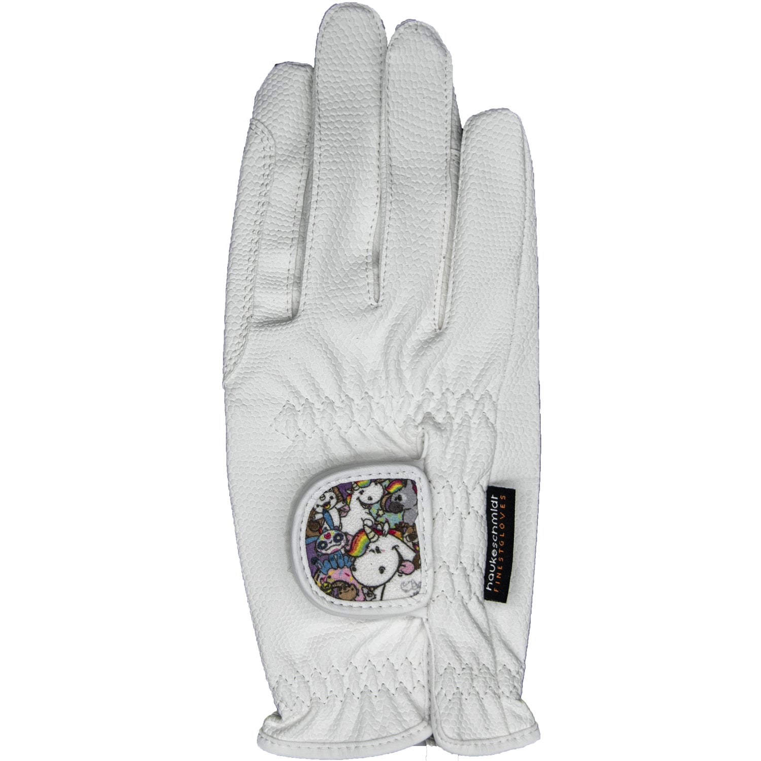 Haukeschmidt White Riding gloves for kids and adults cute patches