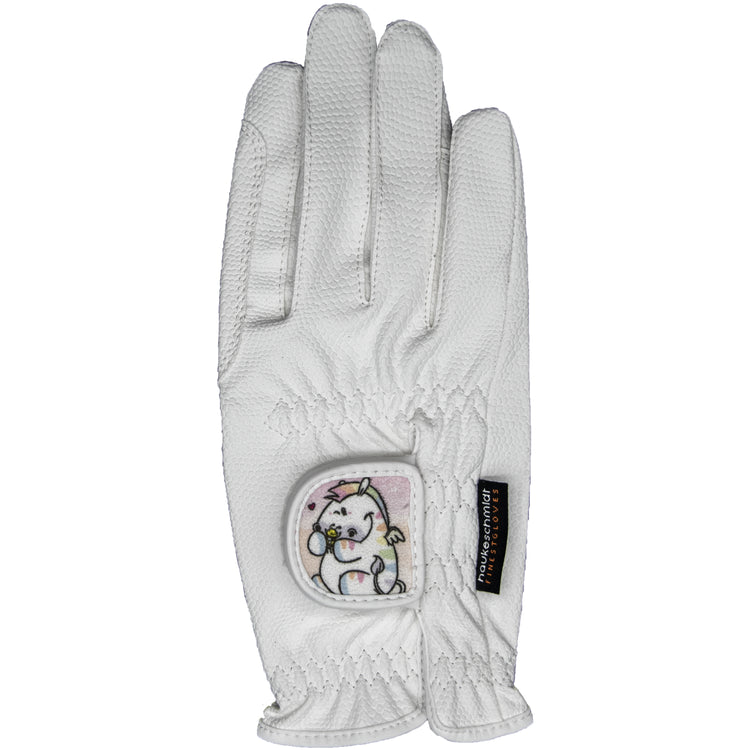 Haukeschmidt White Riding gloves for kids and adults cute patches