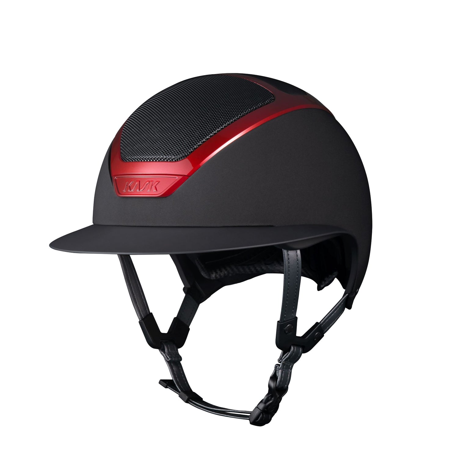 Horse riding helmet with red details