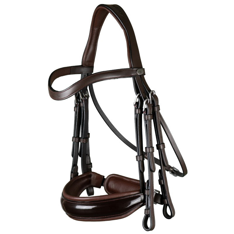 Brown patent double bridle