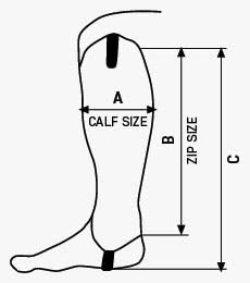 GP Fringed Leather Half Chaps size graph