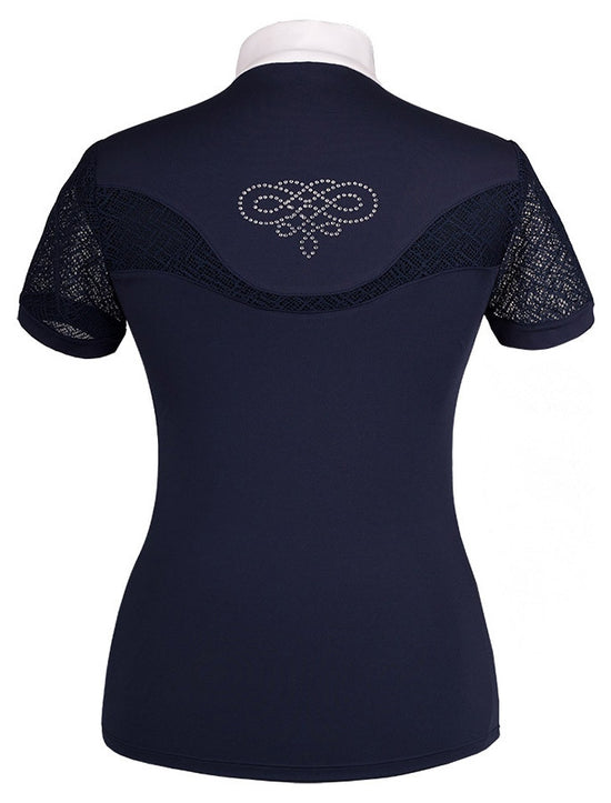 Navy competition shirt with lace sleeves