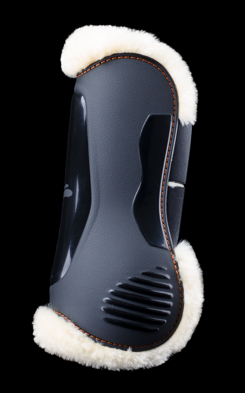 Black Sheepskin Tendon Boots with Velcro