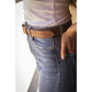 Leather riding belt for women to wear with breeches or jeans.