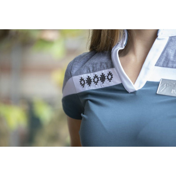 Equestrian polo shirt for riders and everyday horse stable wear.