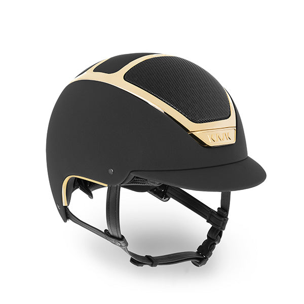 Horse riding helmet with gold