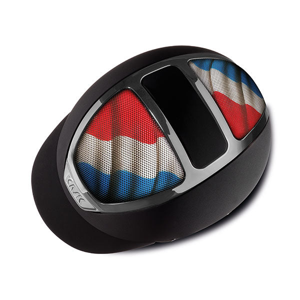 Personalised riding helmet with flag