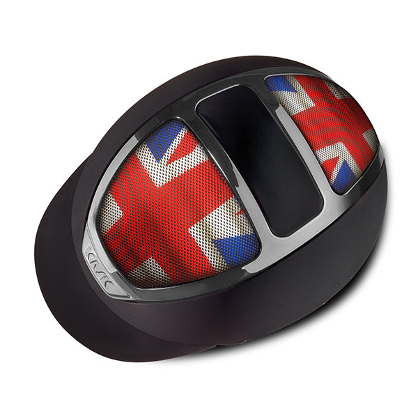 Horse riding helmet with English Flag