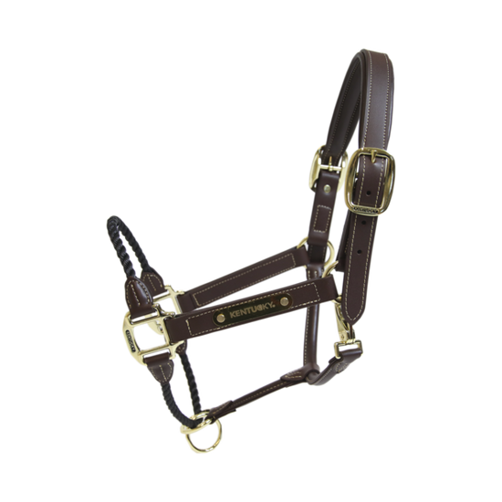 Kentucky Vegan Leather Rope Halter with thick brown rope noseband.