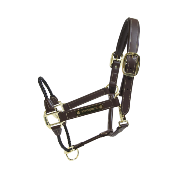 Kentucky Vegan Leather Rope Halter with thick brown rope noseband.