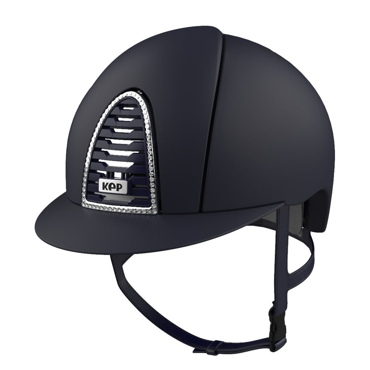 KEP Italia Cromo 2.0 Textile riding helmet with a sparkling Swarovski® frame.