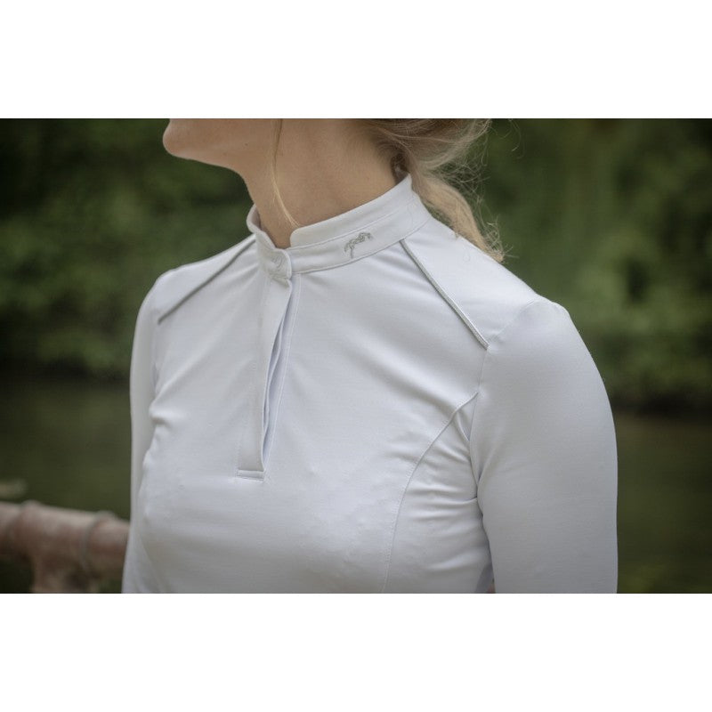 Penelope women’s competition riding shirt made from lightweight breathable fabric.