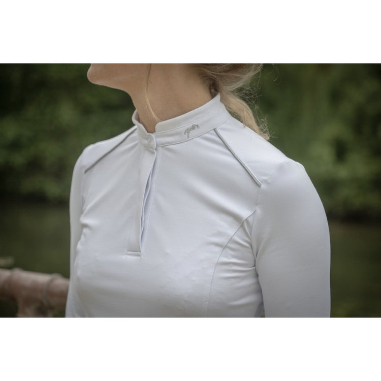Penelope women’s competition riding shirt made from lightweight breathable fabric.