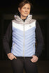 Penelope Camelia Vest for women with lightweight colour-block design.