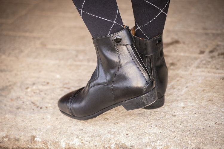 Penelope Celeste riding ankle boots with a practical back zip.