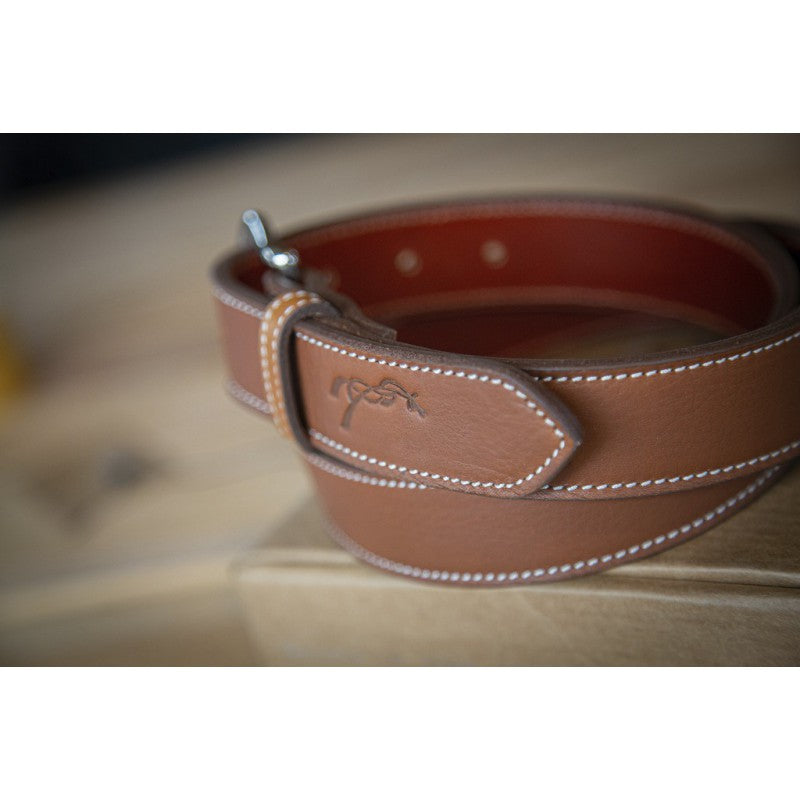 Brandy leather riding belt for women and horse riders.