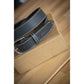 Penelope Initial brandy leather belt with silver colour buckle.