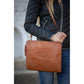 Penelope leather laptop bag for carrying a computer, books and documents.