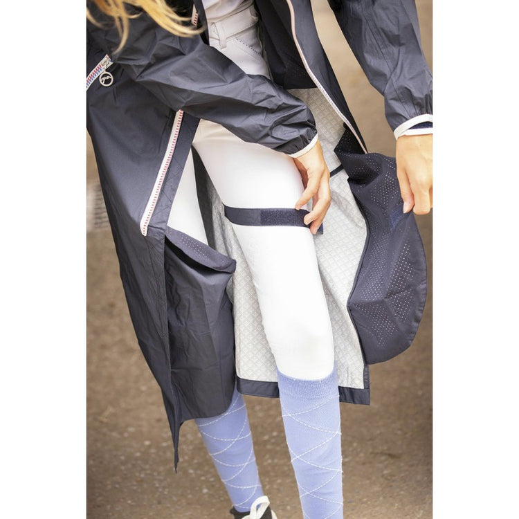 Penelope long horse riding raincoat for wet spring and summer weather.