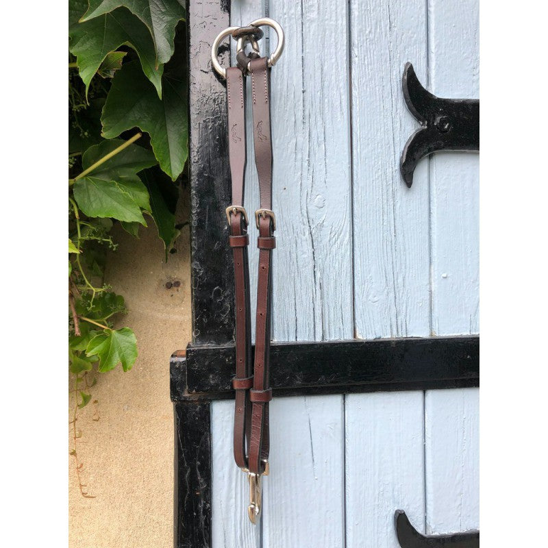 Penelope Martingale Attachment with adjustable leather fork and opening clasp rings.