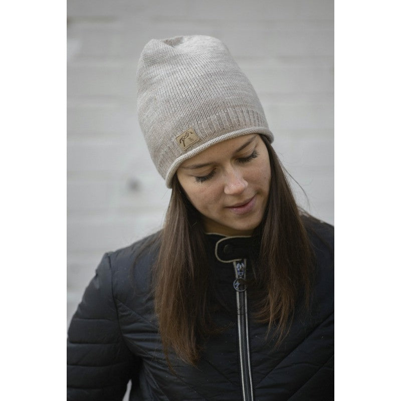 Penelope Nouki equestrian beanie with subtle contrast stitching.