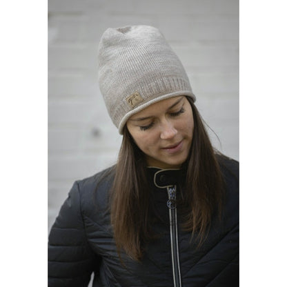 Penelope Nouki equestrian beanie with subtle contrast stitching.