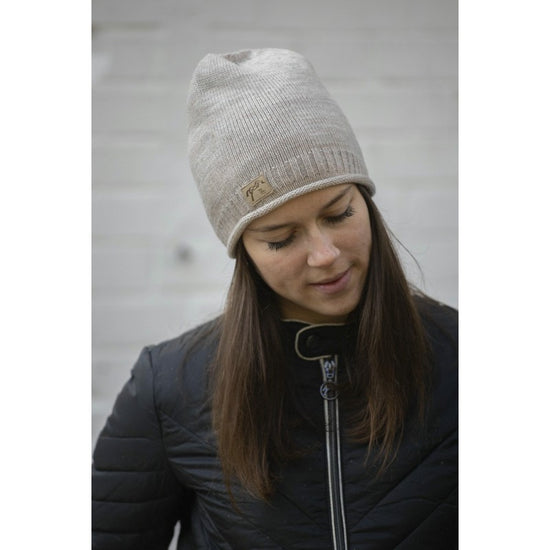 Penelope Nouki equestrian beanie with subtle contrast stitching.