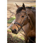 Penelope Smoothie padded bridle with patent leather trim and white stitching.