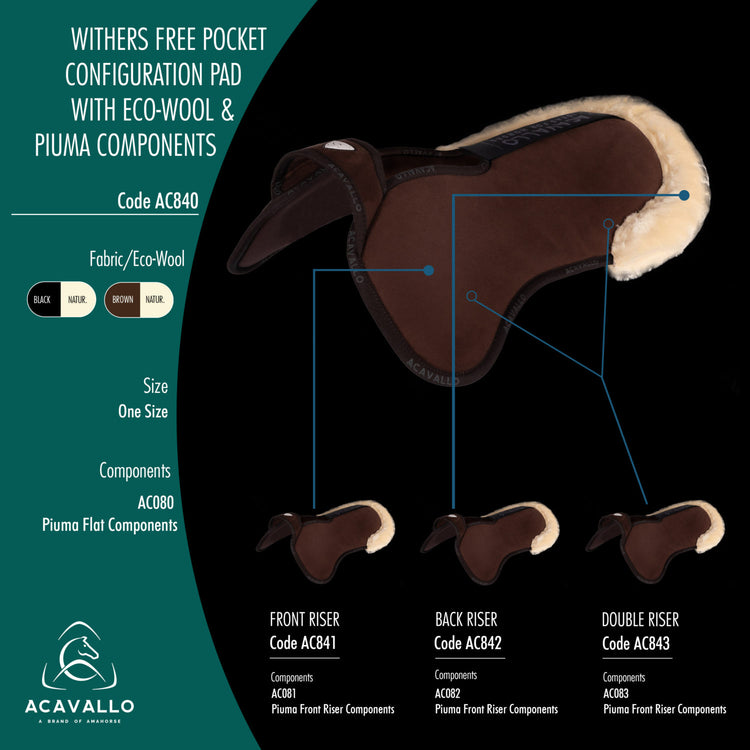 Acavallo Withers Free Pocket Configuration Pad with EcaoWool & Piuma Components