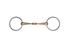 Double-broken centre of the Stübben snaffle displayed clearly in an overhead product image.